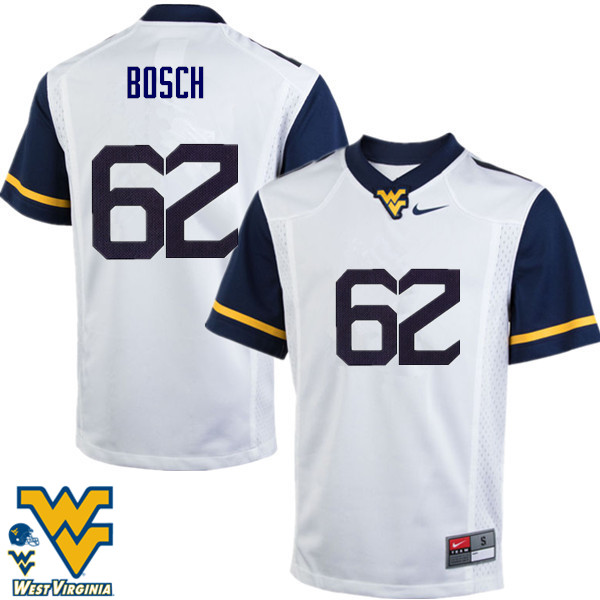 Men #62 Kyle Bosch West Virginia Mountaineers College Football Jerseys-White - Click Image to Close